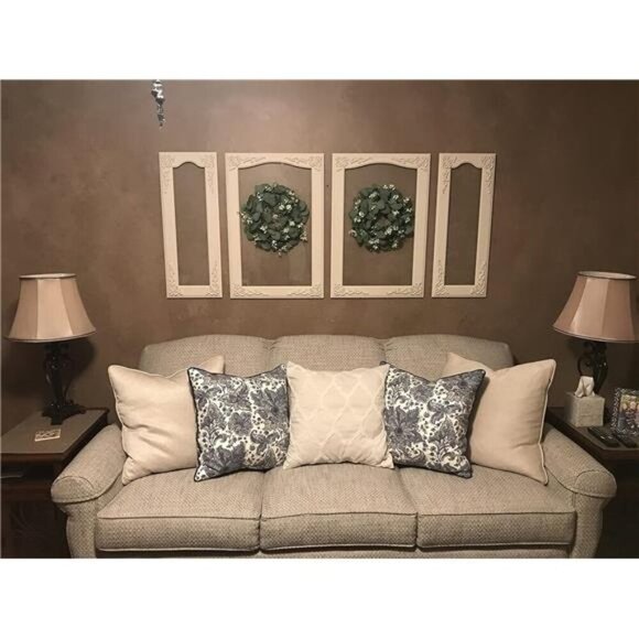 1 Pack Green Eucalyptus Wreath Round Artificial Farmhouse Wreath for Door Wall - Picture 6 of 7